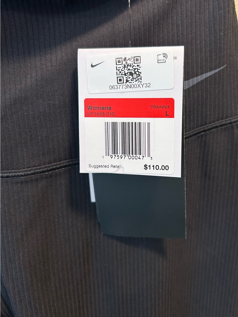 NWT Nike Zenvy Dri Fit Black Ribbed High-Waist 7/8 Leggings Size Large - Picture 9 of 9